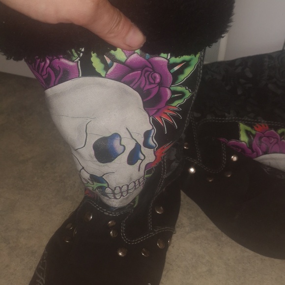 Ed Hardy skull boots size 6 - Picture 3 of 5